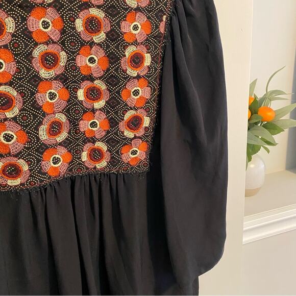 NWT Isabel Marant Black Silk Floral Embroidered Blouse 1 Small - Picture 11 of 16